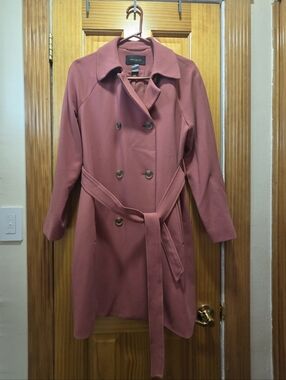 Ann Taylor Dusty Rose Double-Breasted Belted Trench Coat Size 6